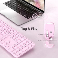 COVEVA Wireless Keyboard and Mouse Combo, 2.4GHz Wireless (Khaki)