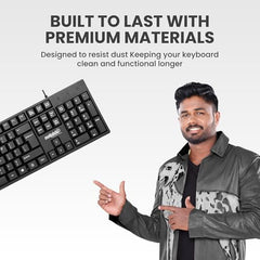 Salpido Wired USB Keyboard, 104 Keys, Ergonomic, for Office & Home Use