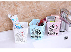 SYGA 4 Pieces Plastic Square Shape Storage Pen Holder_Blue