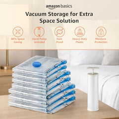 amazon basics Vacuum Compression Storage Bags with Hand Pump - Medium, 5-Pack