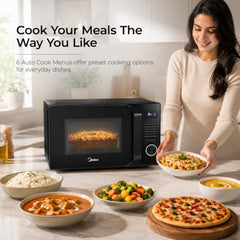 Midea 28 L Convection Microwave oven with Air Fry & Grill (MMOP03XA-ECSEBK) | 326 Auto cook menu | 900W | Child Lock