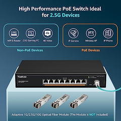 YuanLey 18 Port 2.5G PoE Switch Unmanaged, 16 x 2.5G Base-T PoE Ports, 2 x 10G RJ45 UpLink, IEEE802.3af/at, 250W, Compatible with 100/1000/2500Mbps, Metal Case, 2.5Gbe Network Switch