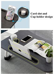 LEKA NEIL Alloy Steel Foldable Laptop Lap Desk, Portable Computer Bed Table Tray With Phone Stand And Cup Holder For Bed/Couch/Sofa Working, Reading(Yellow)