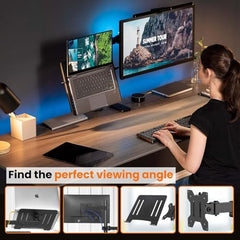 Dyazo Single Monitor Desk Mount Stand | Height Adjustable Fully Articulating Arm for 13–32 Inch Screens | VESA 75×75/100×100 Compatible | Tilt & Rotate Monitor Holder with C-Clamp/Grommet Base (Black)