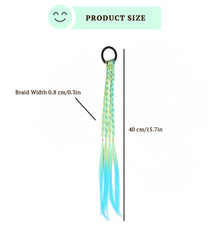 SYGA Girl Wig Headwear, Twist Braid Rope Ponytail Hair Extension, Gradient Lake Blue, 3 Strands, Kids Hair Styling Accessory