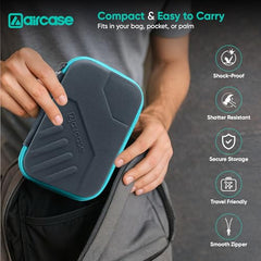 AirCase Hard Disk Cover Case for 2.5 Inch HDD SSD - Lycra EVA Hardshell, Water Resistant | Mesh Pocket for USB Cable, Earphone, Power Bank, Charger | Multi-Gadget Travel Pouch (Grey)