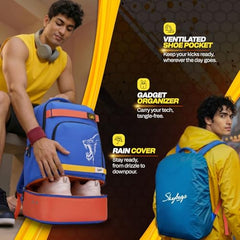 Skybags Namma 16.5" Compatible Laptop Backpack 40L | 2 Compartments with Quick-Access Front Pocket & Rain Cover | Tablet Sleeve & Side Bottle Pocket | CSK Travel Backpack for Men & Women (Black)