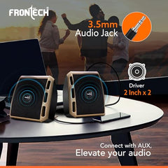 FRONTECH 1.0 USB Powered Multimedia Speakers with RGB Lights, 10W Output Power, AUX/USB Connectivity, for Laptop, PC, Mobile, Volume Control (SPK-0008, Black)
