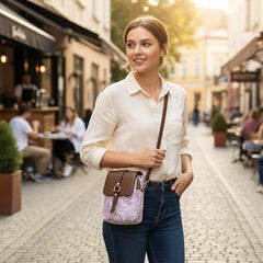 MOMISY Women’s Crossbody Sling Bag | PU Leather Mini Shoulder Bag with Adjustable Strap & Multi-Pocket Design (Purple)
