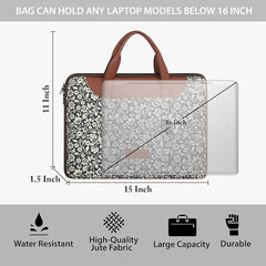 Tabelito Laptop Sleeve Bag 13" to 15.6 inch for Women Jute and Vegan Leather Office Everyday Handbags