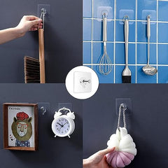 JIALTO Adhesive Hooks, Heavy Duty 5 kg Wall Hooks, Nail-Free Reusable Stainless Steel Sticky Hangers for Multipurpose Kitchen, Bathroom & Home (10 Pcs)