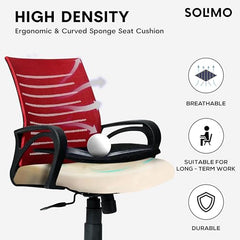 Amazon Brand - Solimo Worklo Mid Back Office Chair for Work from Home | Study | Revolving | Computer (Heavy Duty Powder Coated Metal Base, Stylish Black Mesh)