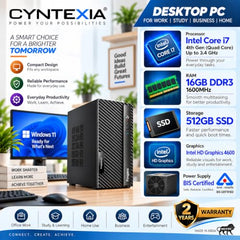 Cyntexia Core i7 Desktop Computer PC | Core i7-4770 4th Gen | 16GB RAM | 500GB SSD | WiFi, HDMI, Bluetooth, VGA, USB 3.0, Ethernet| 2 Yr Warranty | Windows 11 | Office 2021 | Tower PC