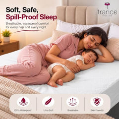 Trance Home Linen Premium 220 GSM+ 72"x36" Single Bed Size Cotton Terry Waterproof Mattress Protector | Elasticated Fitted Non-Toxic Bed Protector | Single Bed Mattresses Cover 72x36 inch, Brown