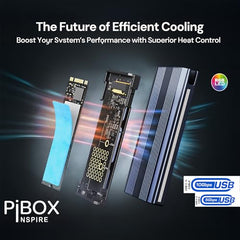 PiBOX India NVME M2 Enclosure Fan, SSD Enclosure - USB 3.2 10Gbps, Tool-Free M.2 NVMe Case, PCI-E NVMe Reader, USB-C, Supports M & B&M Keys, 2230/2242