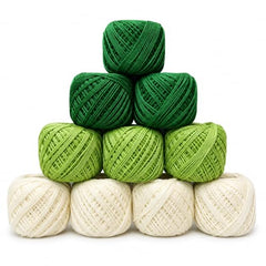 Crochet Cotton Thread Yarn Combo, 10 Rolls for Knitting, Crochet, Embroidery and Craft Making, Soft Decorative Thread for Handmade DIY Projects, Yellow & Green