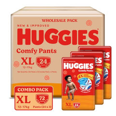 Huggies Comfy Pants Baby Diaper, Large (L) Size (9-14 Kgs), Pack of 192 (96 count, Pack of 2)