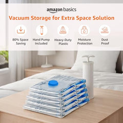 amazon basics Vacuum Compression Storage Bags with Hand Pump - Medium, 5-Pack
