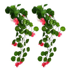 fancymart Artificial Flower Plant Home Décor with Small Size Pot | Pack of 2 | Plant Hanging for Home Decor | Office Decor (DESIGN-01)