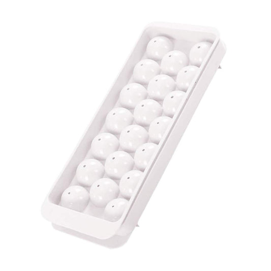 SYGA Ice Ball Tray 20 Ice Cube Mold, Plastic Food-Grade Stackable Round Ice Ball Mould with Lid for Cocktail and Whiskey(White)