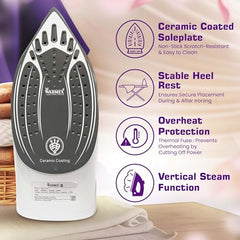 Warmex 2000W Steam Iron Press Black Non-Stick Soleplate | Powerful Steam Burst Removes Wrinkles From Clothes | Quick Heat Up 18-20 Gm Min Steam | Overheat Safety | Fabric Care Steamer Iron (Green)