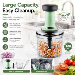KITCHENOL Food Chopper 900ml, 4 Blade Steel Large Manual Hand-Press Vegetable Chopper Mixer Cutter to Cut Onion, Salad, Tomato, Potato 1000ml (Pack of 1) (dori Chopper)
