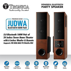 TRONICA Premium Series JUDWAA 5.0 Bluetooth 100W Pair of 24inches Tower Home Theater with 6 inches Woofer & Remote Supports FM/USB/AUX/TV/Mobile/MIC