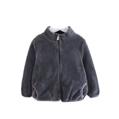 MOMISY Baby Boy & Girls Polyester Blend Round Neck Sweater Jacket Front Open Cardigan (3 to 4 Years, Grey)