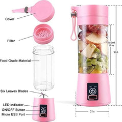 Etekcity Portable 6-Blade Juicer Blender with built-in Jar, Juice Mixer Bottle,Fruit Juice Machine,USB Rechargeable Personal Size Juicer Grinder for Juices,Protein&Milk Shakes (REDQ1)