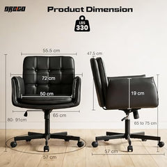 DROGO Zen Atora Ergonomic Criss Cross Legged Office Chair for Work with 5 Gear Armrest & Wide Thick Cushion Seat | PU Leather Computer Chair with Adjustable Height, Recline & Heavy Metal Base (Black)