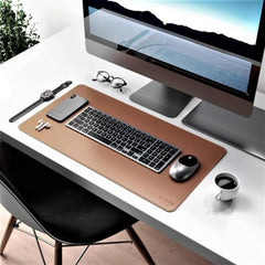 V-CUBE DESIGNS Premium Vegan Leather Desk Mat 90X45cm 2.4mm Thick&Padded|Laptop Mat/Extended Mouse Pad/Stitched, Reversible, Sturdy Deskspread with High Tear/Peel Strength|Anti-Slip,Splash-Proof|Blue
