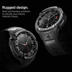 Spigen Rugged Armor Pro for Samsung Galaxy Watch 6 Classic 47mm Case with Strap Band - Black