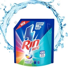 RIN Matic Liquid Detergent, 2Kg, for Dazzling Brightness, with Bright Lock Technology, Long-Lasting Fragrance, for Top Load Washing Machines