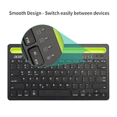 acer Swift Slim Multi-Device Wireless Rechargeable Keyboard with Cradle for Tablet and Phone | Dual Channel Switch | Compact, Quiet | Compatible with Win/Mac, Desktop, Tablet, Smartphone, Laptop