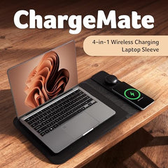 Acer ChargeMate 4-in-1 Wireless Charging Laptop Sleeve for 13" - 16" Laptops | Fast Charging Pad for Phone & Earbuds | Mousepad | Height Adjustable Flap | Magnetic Closure | Waterproof (Grey)