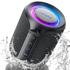 Deeyaple Portable Bluetooth Speaker, IP67 Waterproof Mini Bluetooth Speaker Wireless V5.3 with Stereo Sound,All Day,TWS Pairing,LED Light,Gift for him/her (Red)