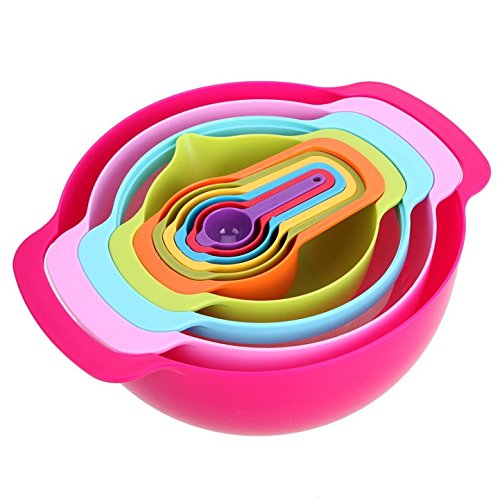 Syga 10 Pcs Colorful Mixing Bowls Set with Measuring Cups