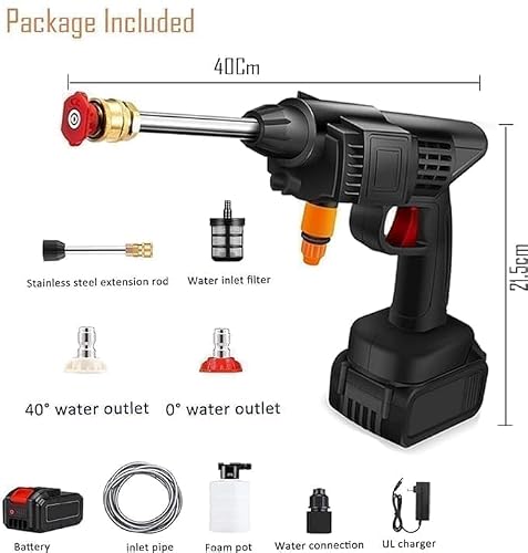 (Double Battery) Cordless Portable Wireless Pressure Washer Gun 48V 12000mAh High Pressure Water Gun for Car Wash & Bikes Cleaning with Adjustable Nozzles & 5M Hose Pipe