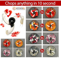 KITCHENOL Food Chopper 900ml, 4 Blade Steel Large Manual Hand-Press Vegetable Chopper Mixer Cutter to Cut Onion, Salad, Tomato, Potato 1000ml (Pack of 1) (dori Chopper)