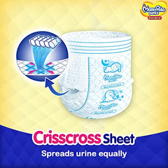 Mamypoko pants All night absorb| Pant Style Baby Diapers Large Size(L), 124 Count,(62*2) Ideal for 9-14Kgs|1 Diaper= Upto All night Absorption|Wider Crisscross Sheet|Gentle Coco Care| 12hr Leakage Protection| Prevents Heaviness.