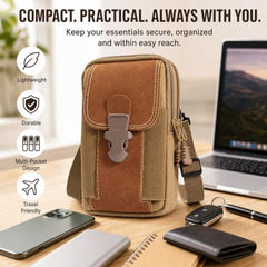 1-Piece Phone Bag for Men, Khaki Waist Pack | Mobile Pouch for Daily Casual Outings, Hands-Free Phone Carrying Accessory