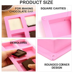 MOMISY Silicone Square Mould, 6-Cavity Baking Tray for Brownies, Cakes, Jelly, Soap, and Desserts – Oven & Freezer Safe