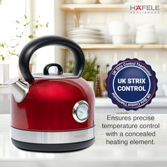 Hafele Dome Plus 2200W, 240V Electric Stainless Steel Kettle with Spout Cover with Analogue Temperature Display, Detachable Micro-Mesh Filter for Lime Scale Filtering, Easy Cleaning (1.7 L) (Grey)