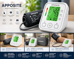 Apposite Blood Pressure Monitor, Upper Arm Cuff, Lcd Display