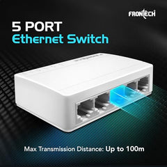 FRONTECH 8 Port Gigabit Ethernet Switch | 10/100/1000Mbps | Plug & Play LAN Hub for Router, Computer, Gaming Console, Printer & IP Camera | Wall Mountable | Hi-Speed Network Switch (NC-0052)