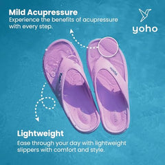 Yoho Drizzle Soft Slippers for Women, Mild Acupressure, Lightweight, Anti Skid & Slip, Diabetic Footwear for Woman, Home Wear Bathroom Chappal for ladies | Waterproof Monsoon & Rainy Footwear | Pastel Lavender - UK 5