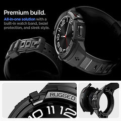 Spigen Rugged Armor Pro for Samsung Galaxy Watch 6 Classic 47mm Case with Strap Band - Black