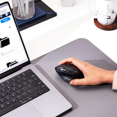 amazon basics Pro Series 650 mAh Wireless Rechargeable Ergonomic Mouse for PC, Mac, Laptop | 3 Adjustable DPI Settings Up to 1600 | Shortcut Buttons | Tri-Mode connectivity (Black)