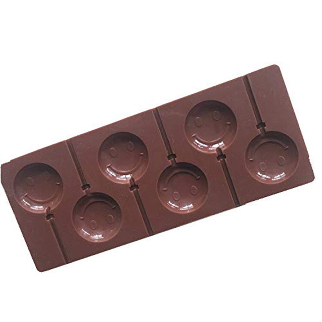 SYGA 6-Cavity Lolipop shap Chocolate Silicon Mould Candy Mould_SmileFaces