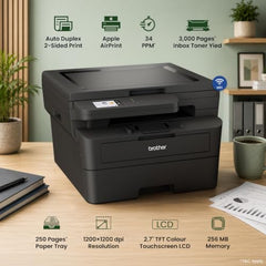 Brother DCP-L2680DW (New Launch) Auto Duplex Laser Printer, 34 PPM, Print Scan Copy, LCD Display, 256 MB Memory, (WiFi WiFi Direct LAN USB), 250 Sheet Tray, 3000 Pages Inbox Toner, Free Installation